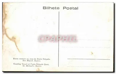 Barco costeiro nos cais de Ponta Delgada — São Miguel, Açores — Bilhete Postal — Verso