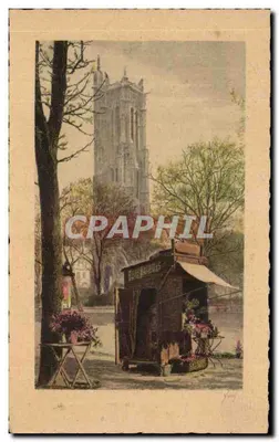 Paris - Torre Saint-Jacques — vista com quiosque de flores — Les Éditions d'Art YVON