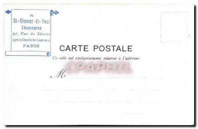 A Pavane — dançarinos em traje da época — A. St-Vincent-de-Paul, Chaussures, Paris — Verso