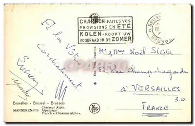 Statua Chasseur Alpin — Bruksela — wydawca Manneken-Pis — Rewers