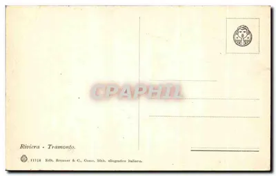 Bordighera — zachód słońca na drodze z sosnami — Riviera - Tramonto, n°11718 — Rewers