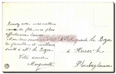 Kobieta z owcami — krajobraz wiejski — wydawca nieznany — Rewers