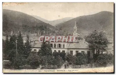 Bilhete postal antigo Haute Alsace Moosch Vista Geral