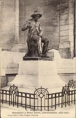 Sérignan (Vaucluse) — Monument J.-Henri Fabre, entomologista (1823-1923) — Edição Paul-II. Fabre, Sérignan