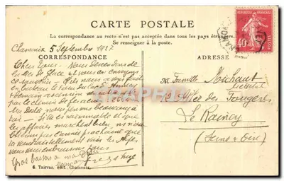Chamonix. Mar de Gelo visto da Flégère — CL. G. Tairraz — Verso