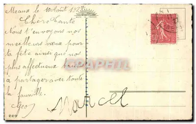 Bilhete postal antigo Fantasia Flores Boa Festas — Verso