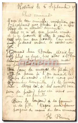 Bilhete postal antigo Hotel Bon Accueil em Rosières — Verso