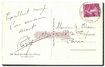 Monte Ste Odile — La Grande Cour — Editore A. P. Strasbourg — Verso