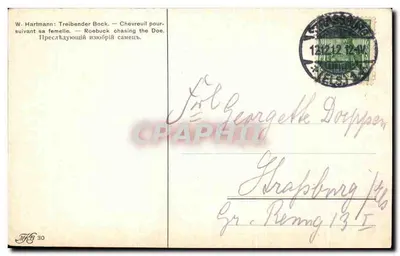 Caça ao cervo — W. Hartmann — H. 30 — Verso