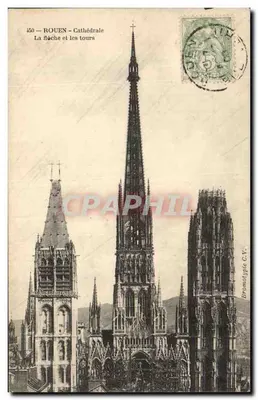 Rouen - Cathédrale — La flèche et les tours — Bromotyplie C.V.