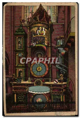 Bilhete postal antigo Fantasia Relógio Astronômico Strasbourg