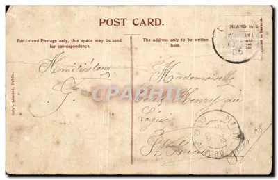 Bilhete postal antigo Irlanda Boyle Abbey Roscommon — Verso