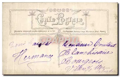 Mulher com rosas — carta postal — Ch. Fontaine, n°3016 — Verso