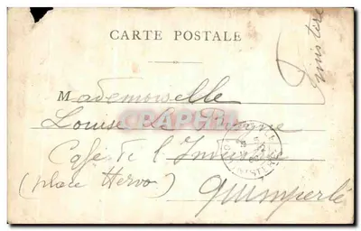 Scène de théâtre — un homme en costume d'époque aide une femme à ajuster sa robe — éditeur : B. Gantin — Rewers