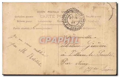 Jovem mulher em vestido florido — jardim florido — editor P. n° 1748 — Verso