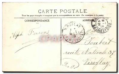 Bom Ano — Carte postale festiva com selo de 5c França — Verso