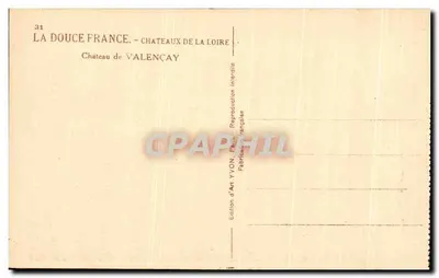Zamek Valençay — ogólny widok — Wydawnictwo Art YVON, nr 31 — Rewers