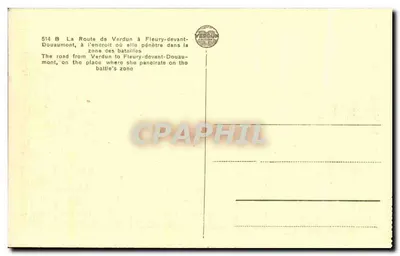 Rota de Verdun para Fleury-devant-Douaumont — entrada na zona das batalhas — editor Verdun — Verso