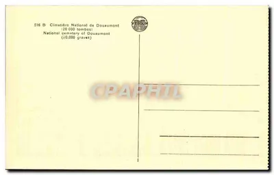 Cemitério Nacional de Douaumont — 20 000 túmulos — editor VEBRUN — Verso