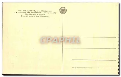 Thiaumont, perto de Douaumont — A Trincheira das Baionetas — Visão geral — editor não identificado, número de série 460 — Verso