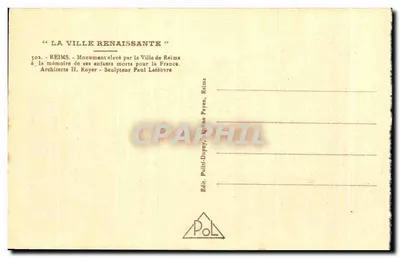 Reims — Monument 'A Cidade Renascentista' — editor POL, n° 503 — Verso
