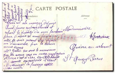 Dois personagens sob a chuva — texto impresso e poema — editor A. Breguet & Cie, Nacy — Verso