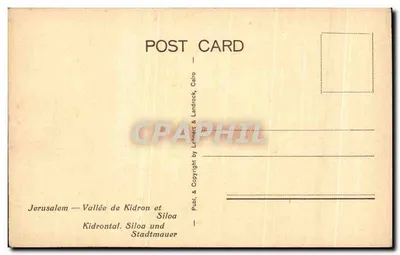 Jerozolima — Dolina Kidrona, Siloa i Mur Miasta — wydawca Lehner & Landrock, nr 635 — Rewers