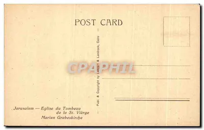 Jerusalém — Igreja da Virgem (Church of the Virgin) — editor Lehner & Landrock, n° 609 — Verso