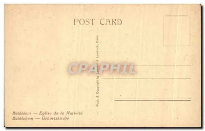Bethléem — Igreja da Natividade — editor Landrock & Leitnert, n° 639 — Verso