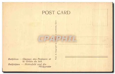 Betelém — Campos dos Pastores e a Gruta do Leite — editor Landrock & Cahin — Verso