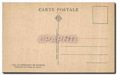 A Basílica de Lisieux — Perspectiva da entrada do Pátio — editor PSL, 3 bis, Paris — Verso