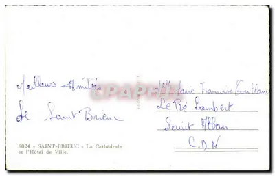Saint-Brieuc — Catedral e o Hotel de Ville — Edição n°9024 — Verso