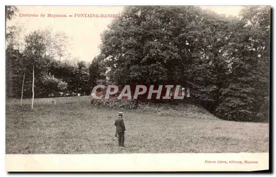 Fontaine-Daniel — paisagem com um homem — Poissor Frères, editores, Mayenne