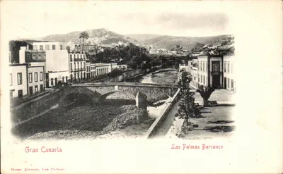Las Palmas Barranco — vista do ponte sobre o Barranco — Bazar Aleman, Las Palmas