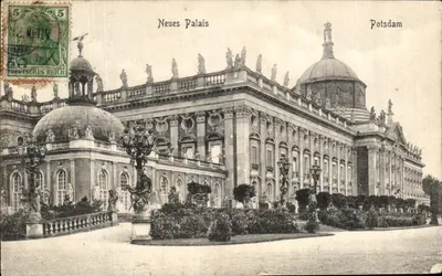 Neues Palais — vue du bâtiment et de ses jardins — éditeur H. 1004
