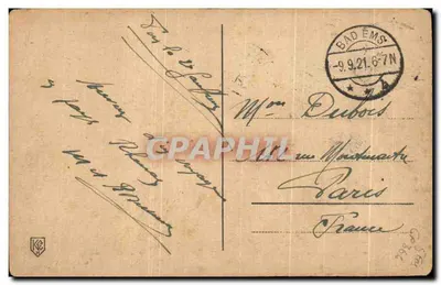 Bad Ems nad Lahną — Widok ku górze w kierunku Bäderley — wydawca nieznany — Rewers
