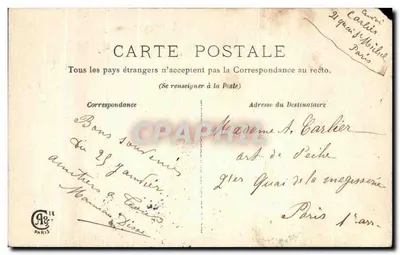 Zwei junge Frauen in Fischerkleidung — Paris, 1906 — Verlag nicht sichtbar — Rückseite