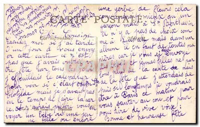 Homem com dois buquês de rosas — texto impresso 'BONNE FÊTE' — editor AXS n°524 — Verso