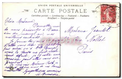 Falujące fale — 'Heureuse Année' — Union Postale Universelle — Rewers
