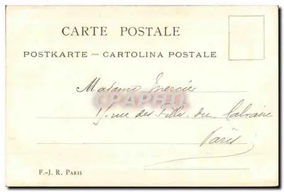 Multijęzyczna kartka pocztowa — F.-J. R. Paris — numer seryjny nie widoczny — Rewers