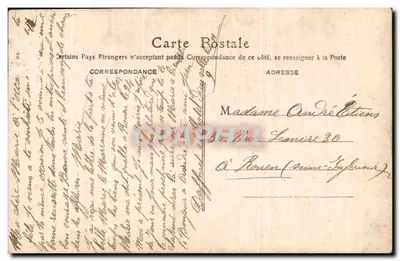 Frau in einem rosa Kleid mit Blumen — M.F. Paris — n°5 — Rückseite