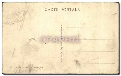 Femme berçant un troupeau de moutons — scène pastorale — H. Lerolle, Imp. & Cie, Braun-Dornach — Rewers