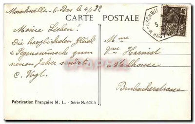 Bouquet of Roses — Happy New Year — French Manufacturing M. L. - Series N° 602 A — Back