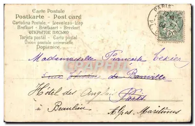 Bilhete postal antigo Fantasia Flores — Verso