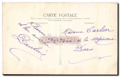 Festa — Criança com vestido de listras segurando um grande buquê — P. LEGRAND n°321 — Verso