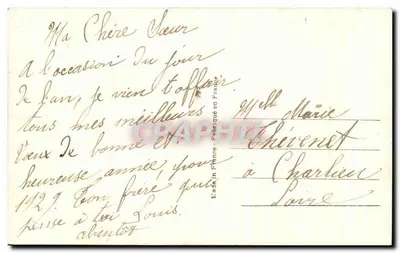 Casal apaixonado — Boa Ano 1929 — DÉDÉ PARIS 1571 — Verso