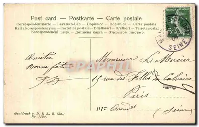 Bouquet van viooltjes en roos — St. Louis — Idéaldruck v. D. & S. B. (Sa.) No. 1124 — Achterkant