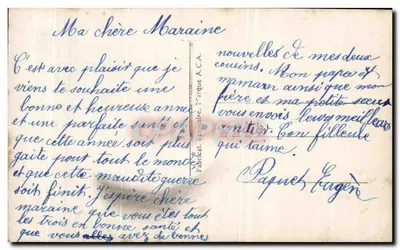Chłopiec w stroju trzymający bukiet — Szczęśliwy Nowy Rok 1019 — Wydawca A.C.A. — Rewers