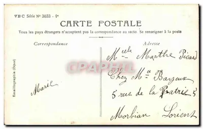 Mulher em vestido florido segurando um buquê — 'Meu melhor Lembrança' — Sterbing & Cie, n° 3033 — Verso
