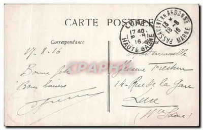 Menina com vestido de bolinhas segurando rosas — 'Heureuse Fête' — editor desconhecido, n° 7845 — Verso